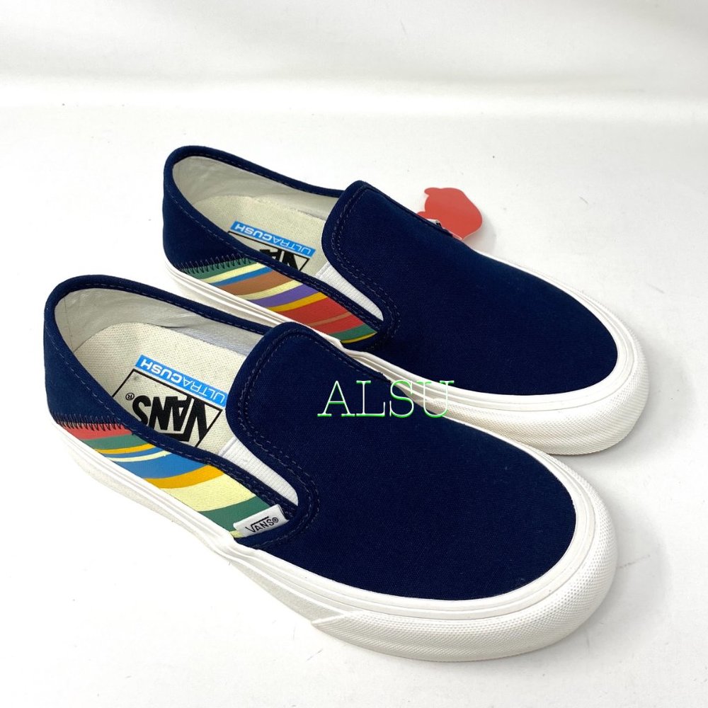 💖MEGA SALE💖VANS Slip-On Sf Low Top Retro Stripes Canvas Women Size VN0A3MVD1B3 - Picture 2 of 9